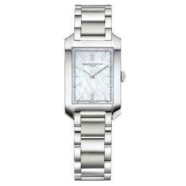 Montre Baume et Mercier Hampton quartz cadran nacre index diamants bracelet acier 10474