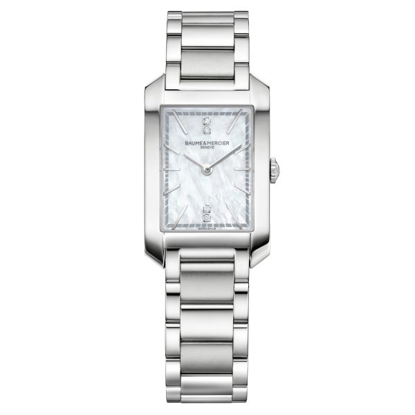 Watch Baume et Mercier Hampton quartz mother-of-pearl dial diamond indexes stainless steel bracelet