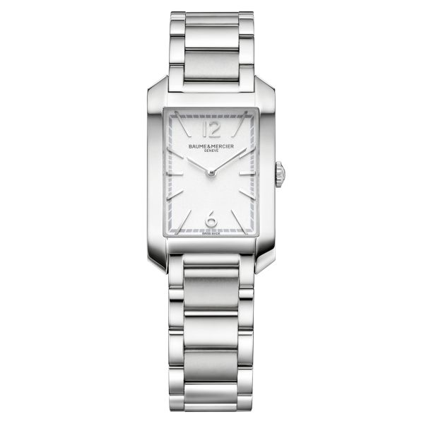 Watch Baume et Mercier Hampton quartz with white dial and steel bracelet