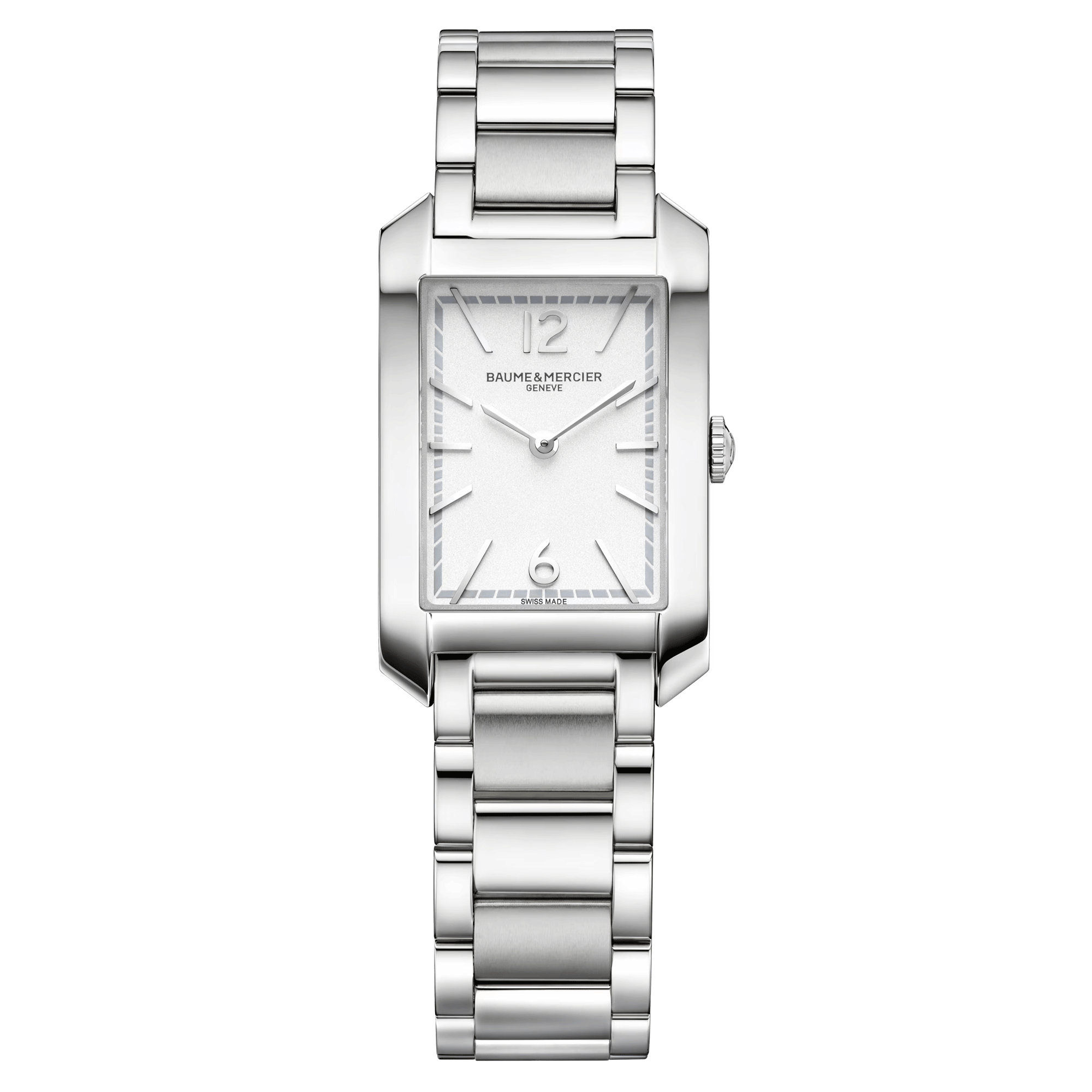 Montre Baume et Mercier Hampton quartz cadran blanc bracelet acier 10473