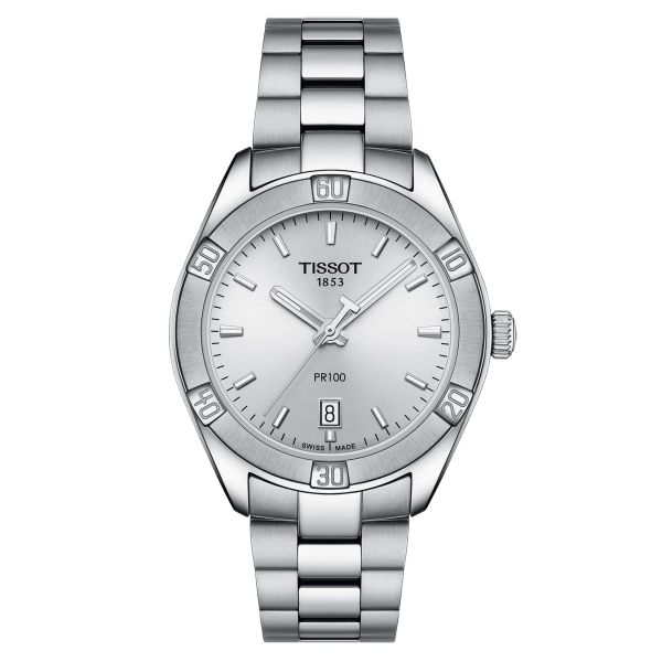 Montre Tissot T-Classic PR 100 Sport Chic Lady cadran gris bracelet acier 36 mm T101.910.11.031.00