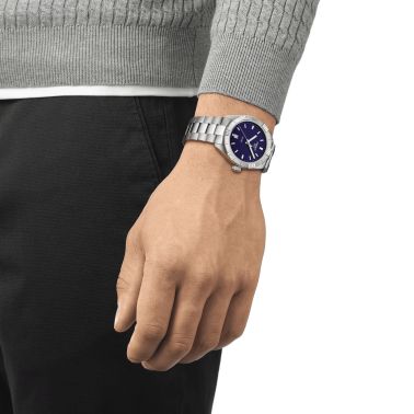 Tissot T Classic PR 100 Sport quartz watch blue dial steel bracelet 42 mm
