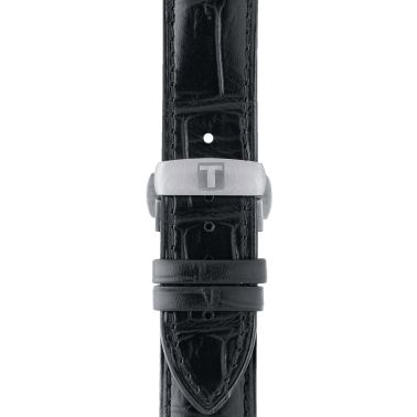 Tissot T-Complication Squelette mechanical watch with black leather strap 43 mm