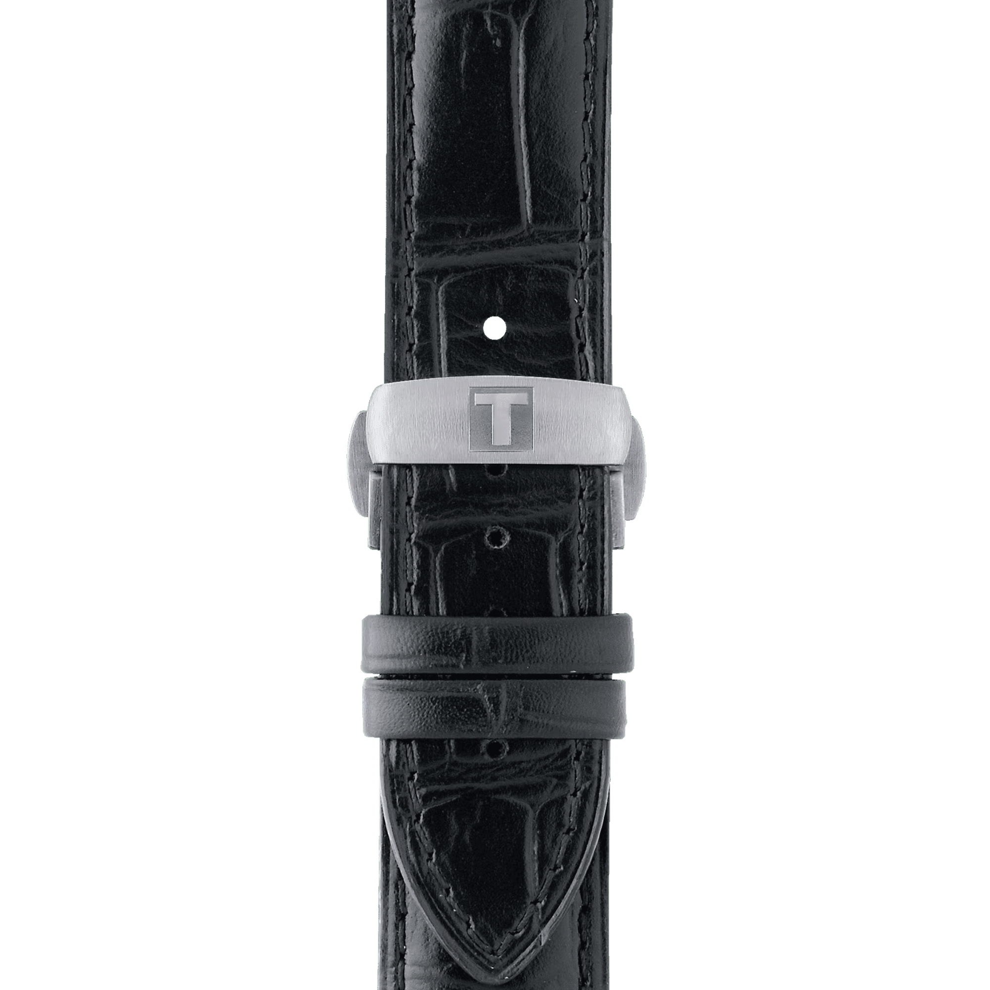 Tissot T-Complication Squelette mechanical watch with black leather strap 43 mm