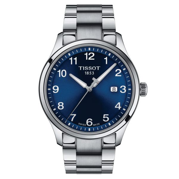 Tissot T-Sport Gent XL quartz watch blue dial steel bracelet 42 mm