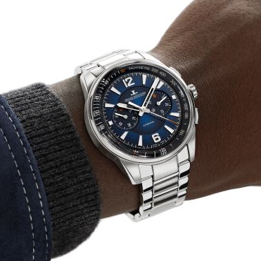 Jaeger-LeCoultre Polaris Chronograph automatic watch blue dial steel bracelet 42 mm Q9028181