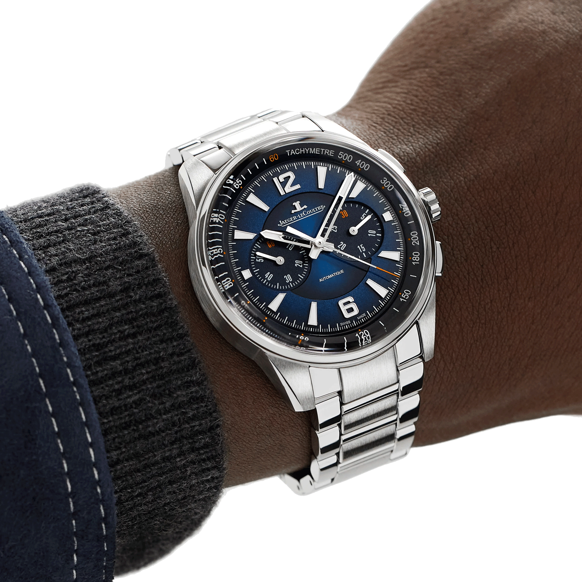 Jaeger-LeCoultre Polaris Chronograph automatic watch blue dial steel bracelet 42 mm Q9028181