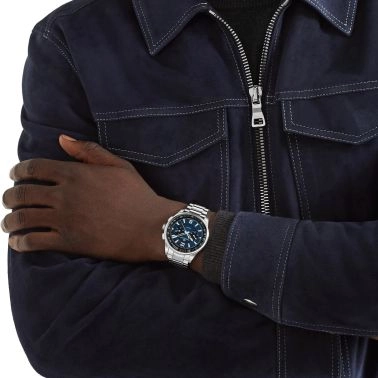 Montre Jaeger-LeCoultre Polaris Chronograph automatique cadran bleu bracelet acier 42 mm Q9028181