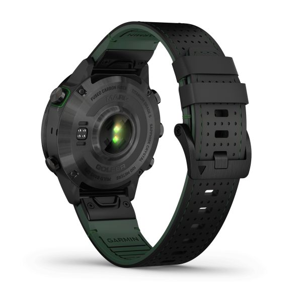Garmin Marq Gen 2 Golfer Carbon Edition sapphire carbon and titanium watch black leather strap 46 mm