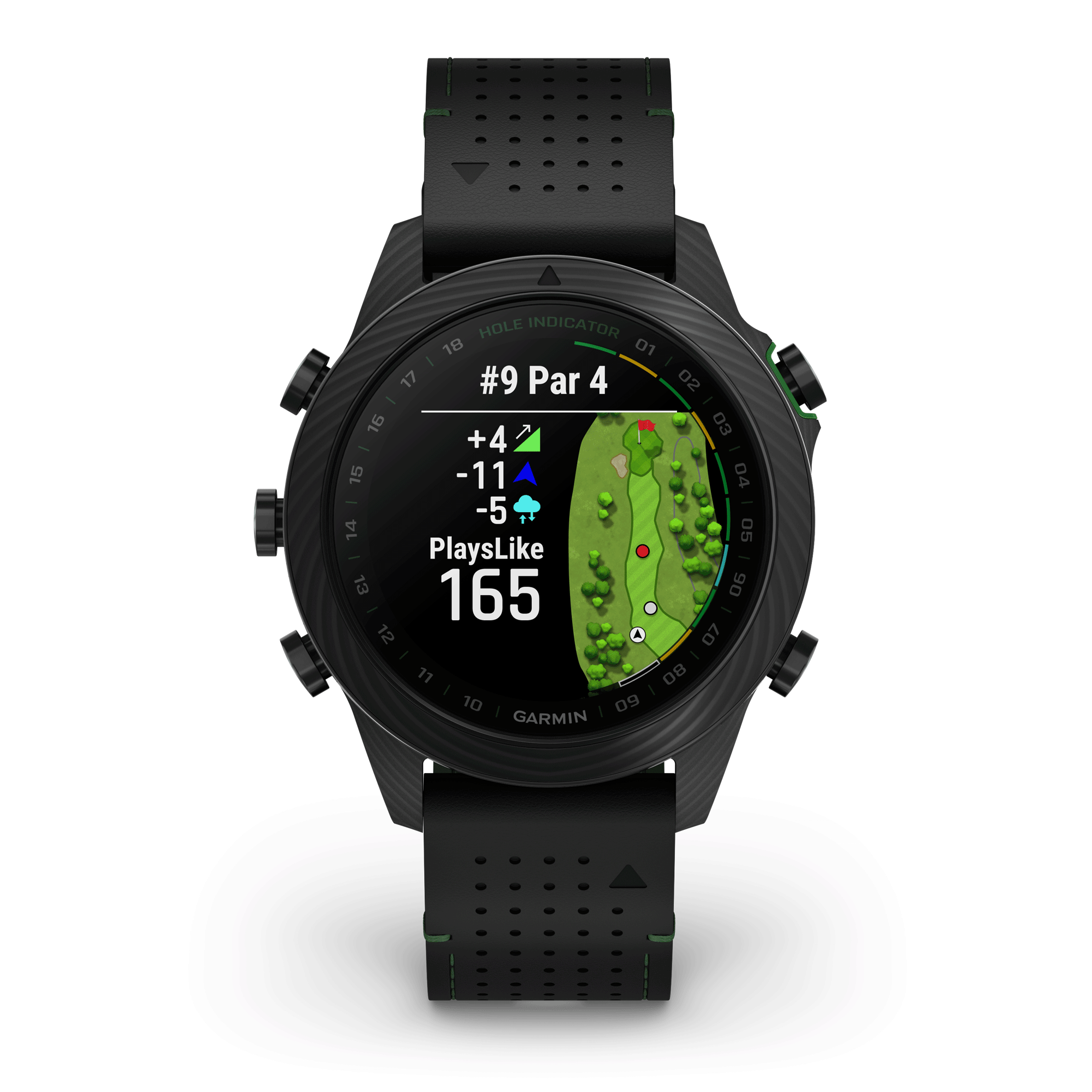 Garmin Marq Gen 2 Golfer Carbon Edition sapphire carbon and titanium watch black leather strap 46 mm