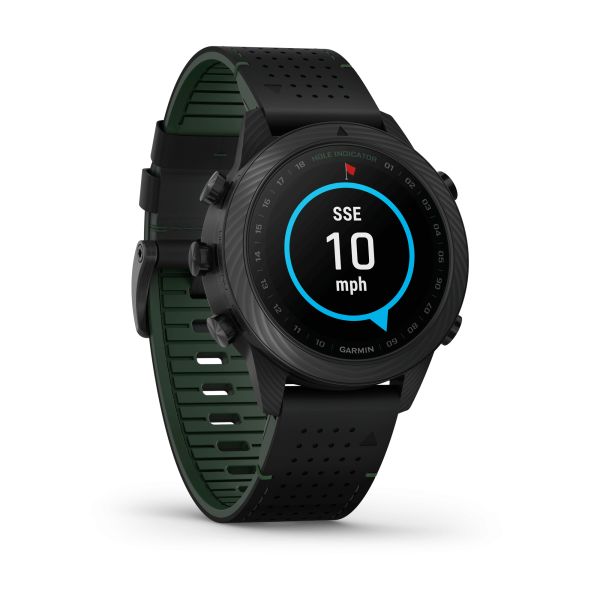 Garmin Marq Gen 2 Golfer Carbon Edition sapphire carbon and titanium watch black leather strap 46 mm