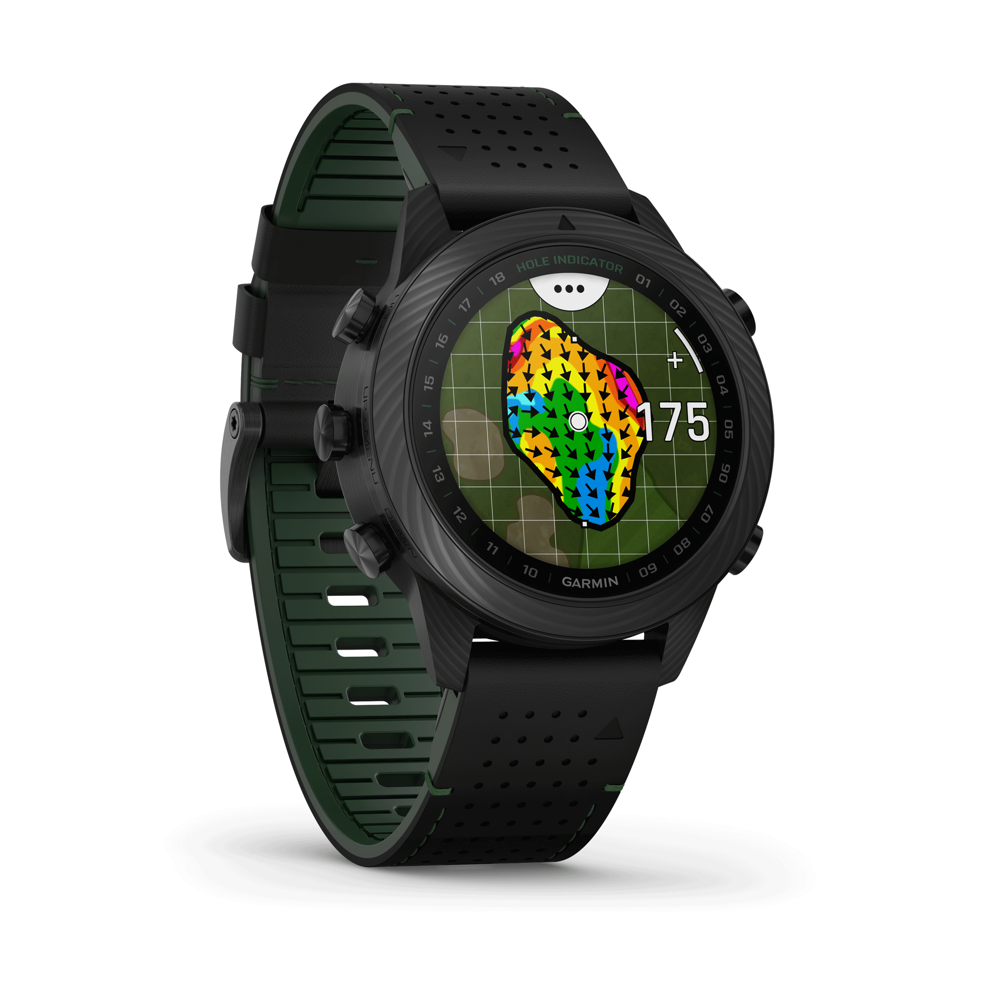 Garmin Marq Gen 2 Golfer Carbon Edition sapphire carbon and titanium watch black leather strap 46 mm