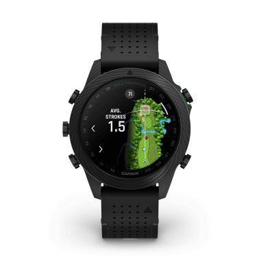 Garmin Marq Gen 2 Golfer Carbon Edition sapphire carbon and titanium watch black leather strap 46 mm