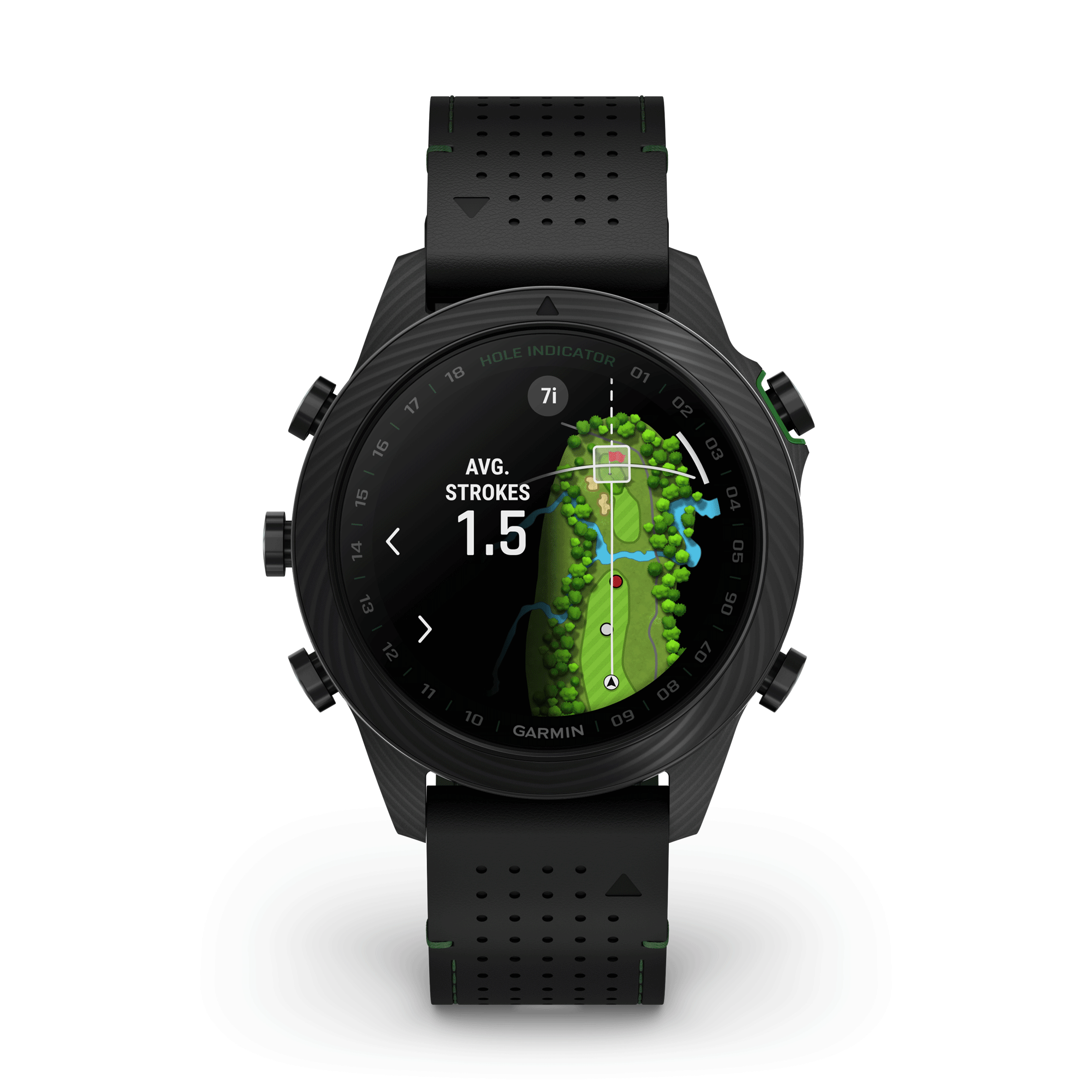 Garmin Marq Gen 2 Golfer Carbon Edition sapphire carbon and titanium watch black leather strap 46 mm