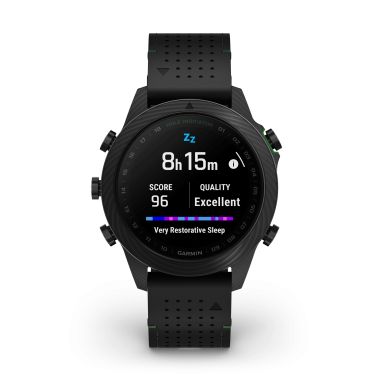 Garmin Marq Gen 2 Golfer Carbon Edition sapphire carbon and titanium watch black leather strap 46 mm