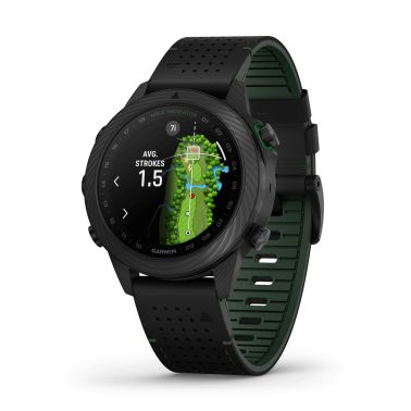 Garmin Marq Gen 2 Golfer Carbon Edition sapphire carbon and titanium watch black leather strap 46 mm