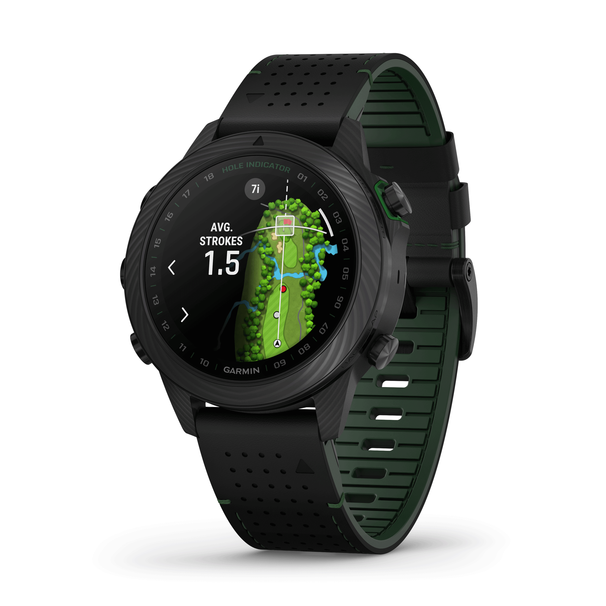 Garmin Marq Gen 2 Golfer Carbon Edition sapphire carbon and titanium watch black leather strap 46 mm