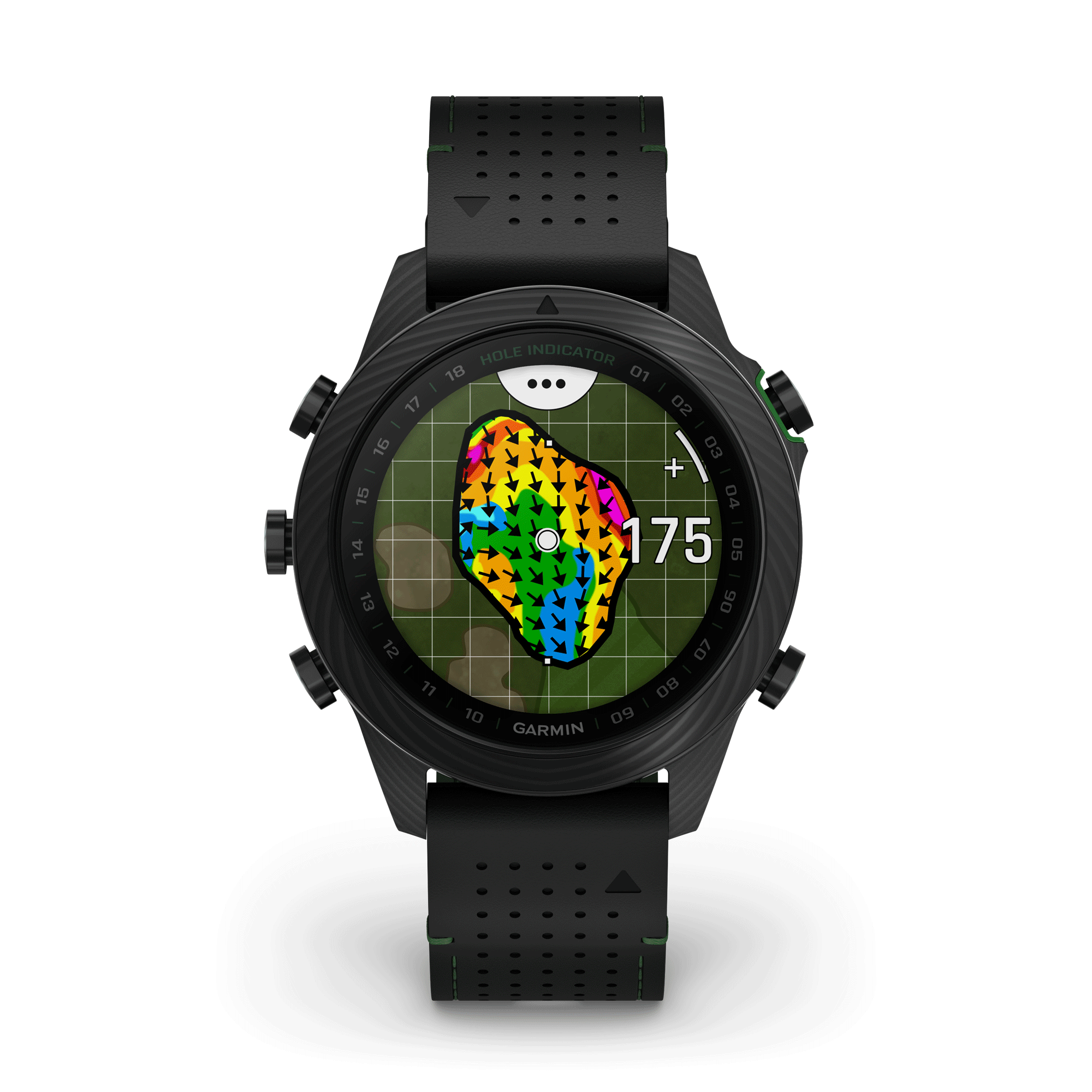 Garmin Marq Gen 2 Golfer Carbon Edition sapphire carbon and titanium watch black leather strap 46 mm