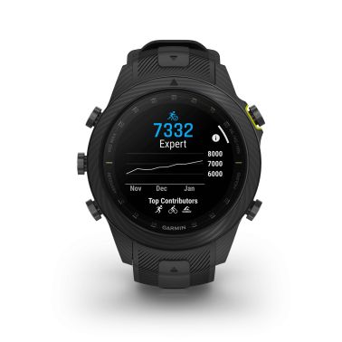 Garmin Marq Gen 2 Athlete Carbon Edition sapphire carbon and titanium watch with black rubber strap 46 mm