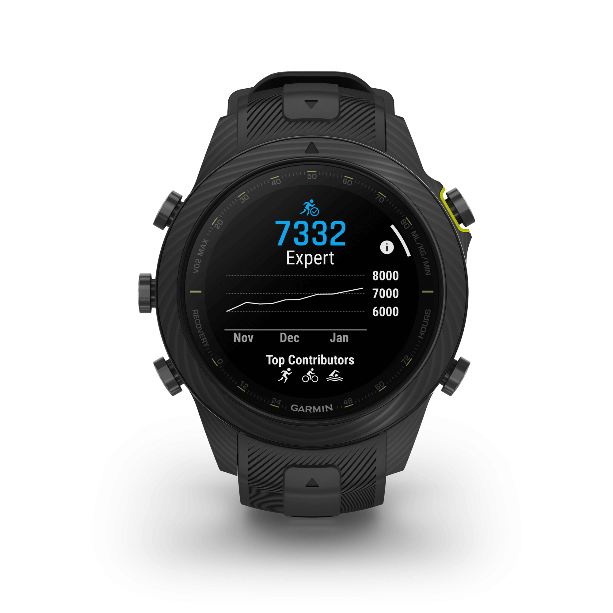 Garmin Marq Gen 2 Athlete Carbon Edition sapphire carbon and titanium watch with black rubber strap 46 mm