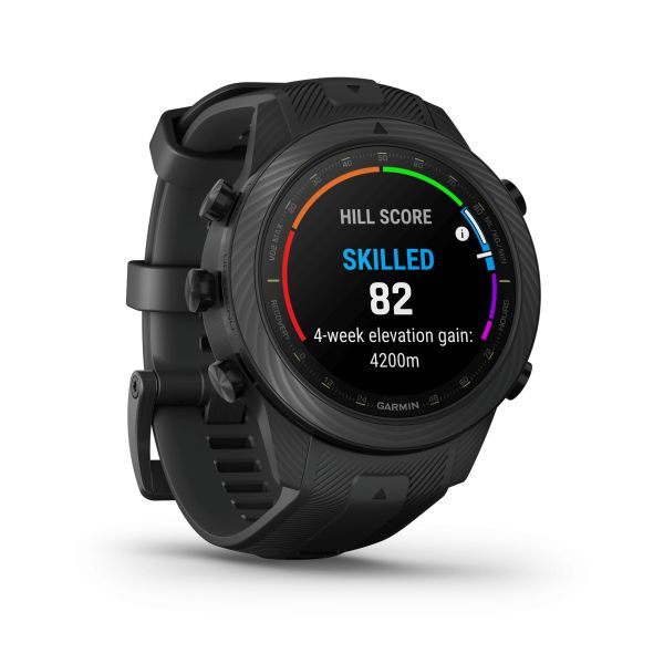 Garmin Marq Gen 2 Athlete Carbon Edition sapphire carbon and titanium watch with black rubber strap 46 mm