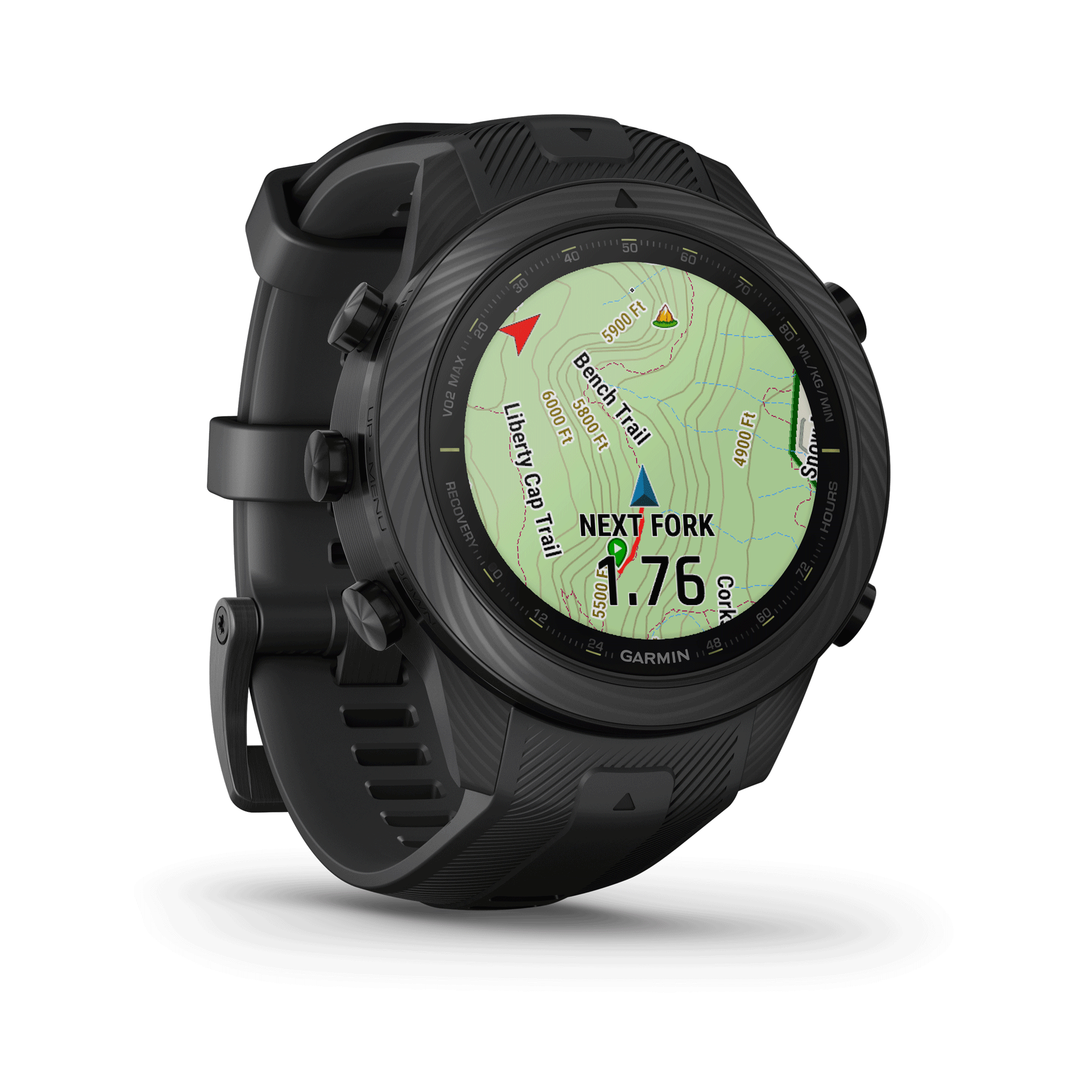 Garmin Marq Gen 2 Athlete Carbon Edition sapphire carbon and titanium watch with black rubber strap 46 mm
