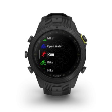Garmin Marq Gen 2 Athlete Carbon Edition sapphire carbon and titanium watch with black rubber strap 46 mm