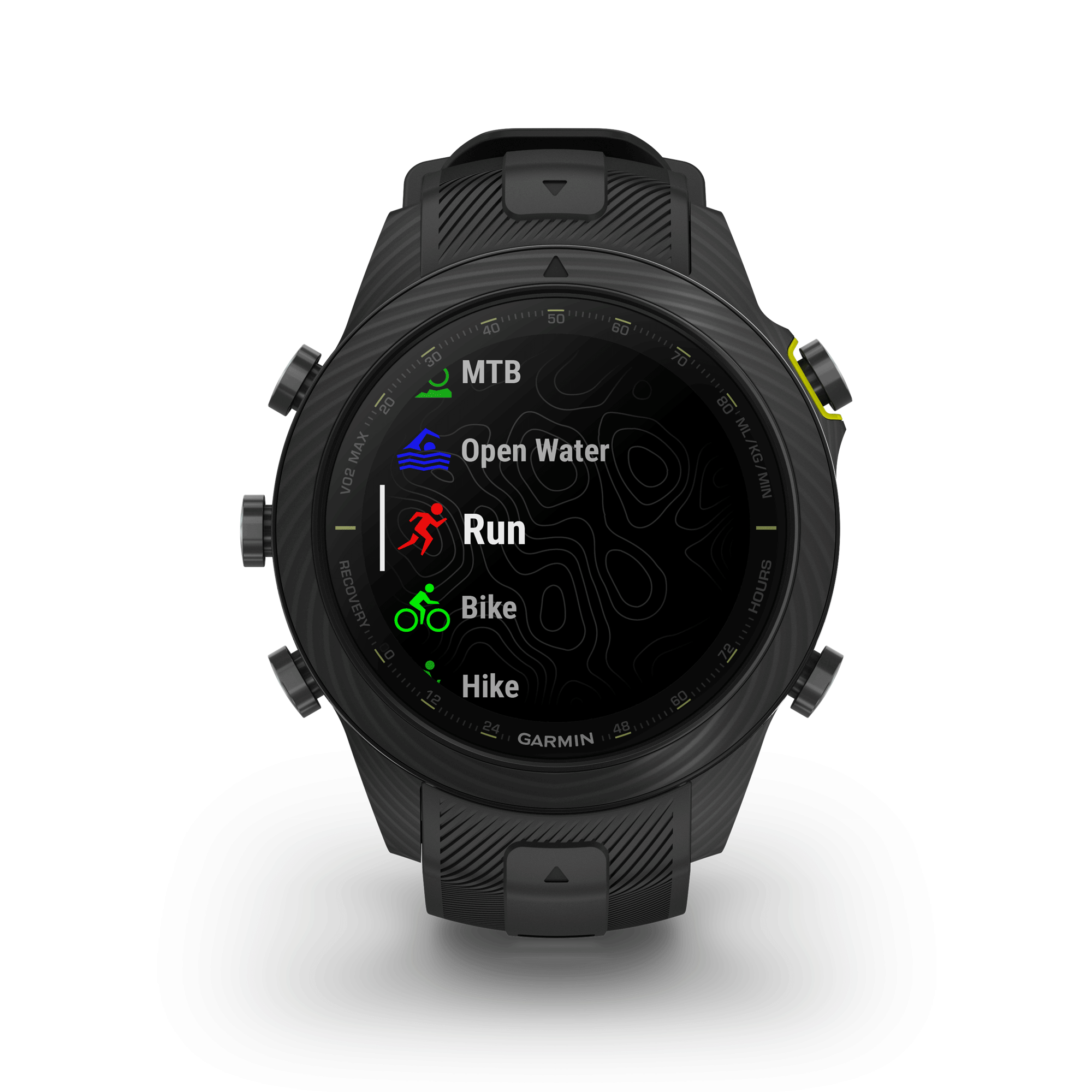 Garmin Marq Gen 2 Athlete Carbon Edition sapphire carbon and titanium watch with black rubber strap 46 mm