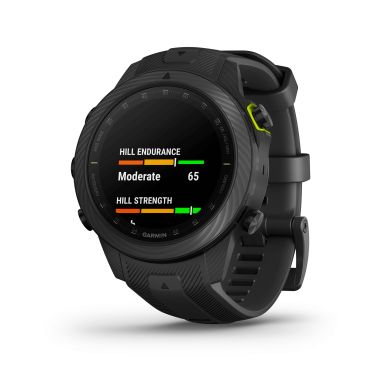 Garmin Marq Gen 2 Athlete Carbon Edition sapphire carbon and titanium watch with black rubber strap 46 mm