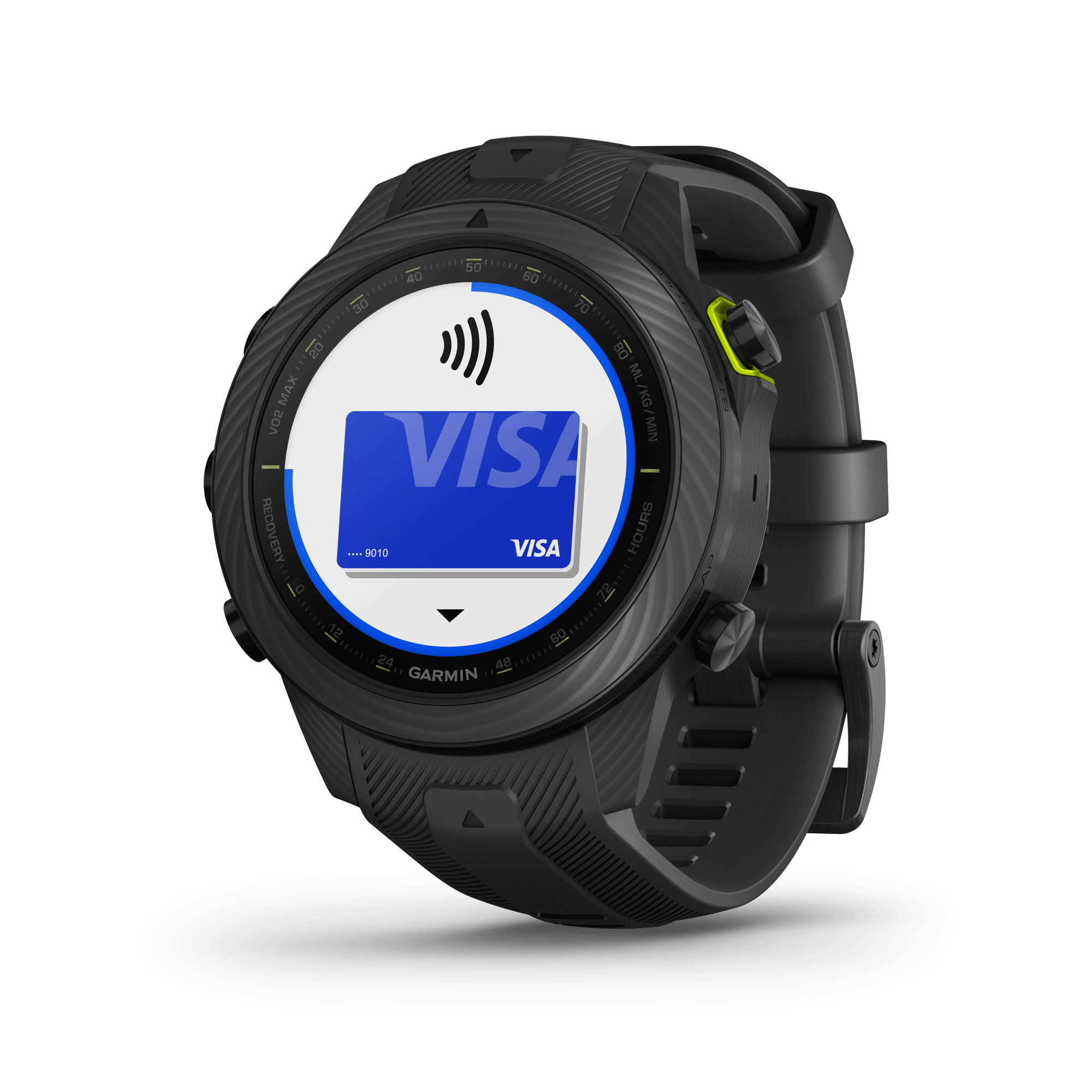 Garmin Marq Gen 2 Athlete Carbon Edition sapphire carbon and titanium watch with black rubber strap 46 mm