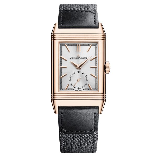 Jaeger-LeCoultre Reverso Tribute Monoface Small Seconds mechanical Rose Gold watch grey dial grey leather strap 27.4 mm