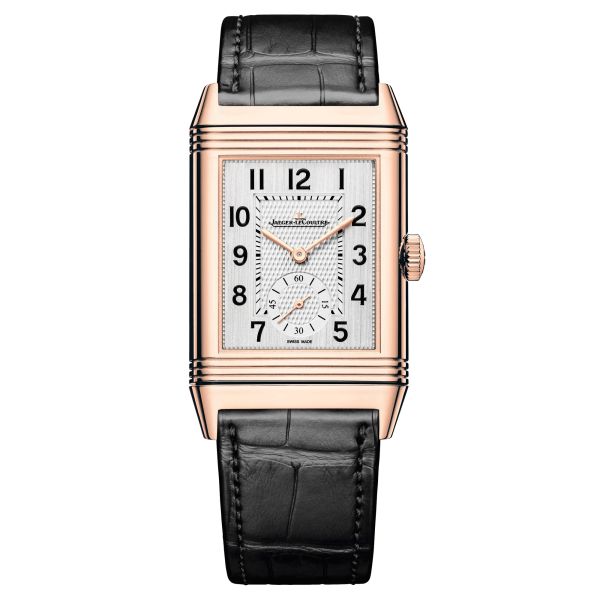 Jaeger LeCoultre Reverso Classic Large Duoface Small Seconds mecanic watch pink gold leather strap