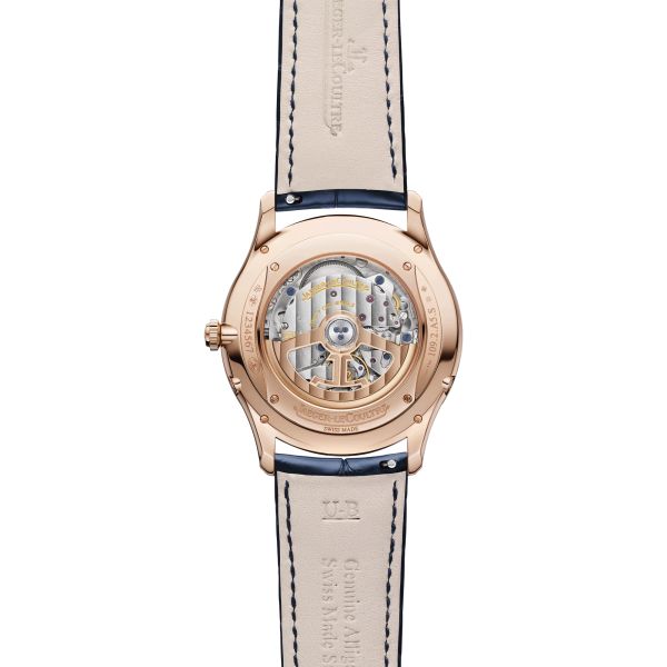 Montre Jaeger-LeCoultre Master Ultra Thin Moon Or Rose automatique cadran bleu bracelet cuir bleu 39 mm Q1362580