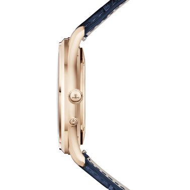 Montre Jaeger-LeCoultre Master Ultra Thin Moon Or Rose automatique cadran bleu bracelet cuir bleu 39 mm Q1362580