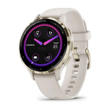 Montre connectée Garmin Venu 3S Soft Gold bracelet silicone ivoire 41 mm