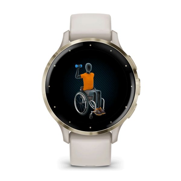 Montre connectée Garmin Venu 3S Soft Gold bracelet silicone ivoire 41 mm