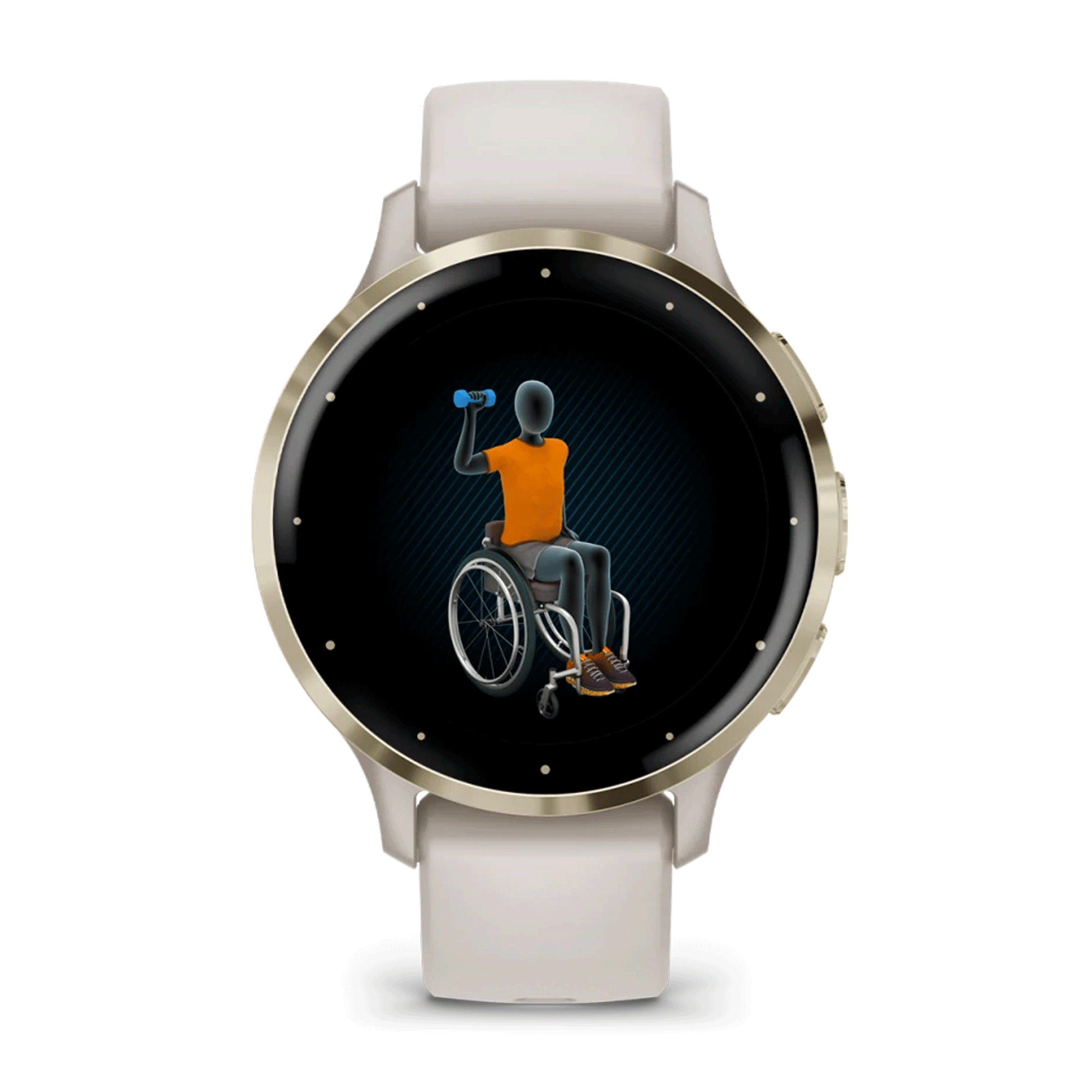 Montre connectée Garmin Venu 3S Soft Gold bracelet silicone ivoire 41 mm
