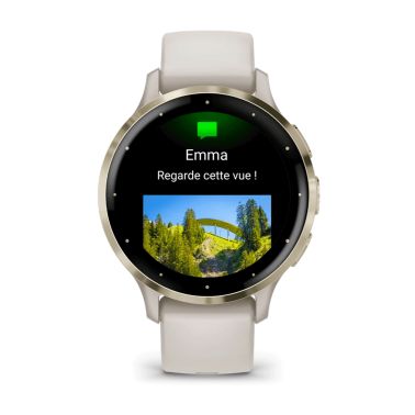 Montre connectée Garmin Venu 3S Soft Gold bracelet silicone ivoire 41 mm