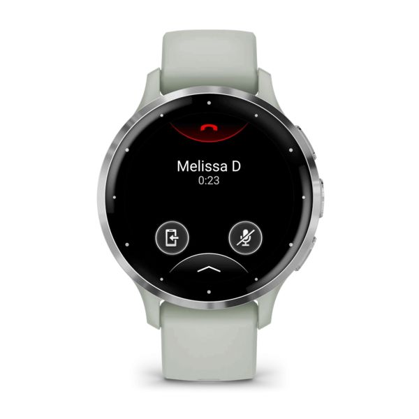 Garmin Venu 3S Silver sage green silicone strap 41 mm