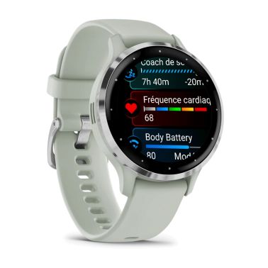 Garmin Venu 3S Silver sage green silicone strap 41 mm