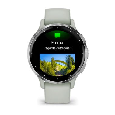 Garmin Venu 3S Silver sage green silicone strap 41 mm