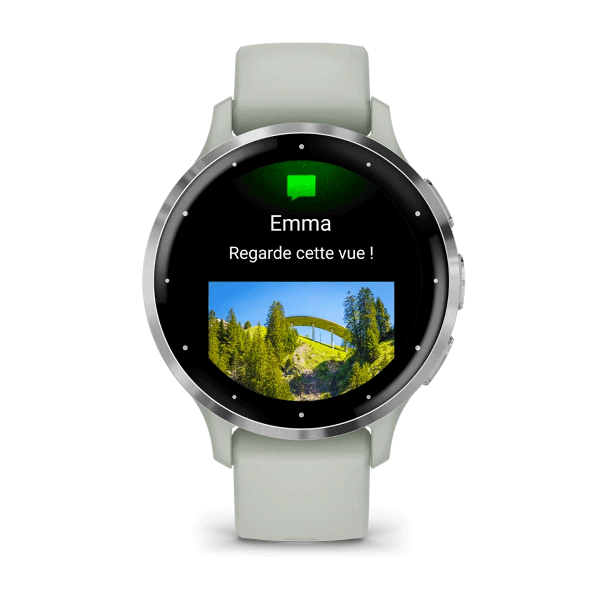 Garmin Venu 3S Silver sage green silicone strap 41 mm