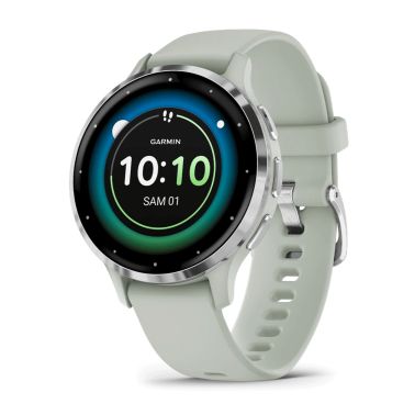 Garmin Venu 3S Silver sage green silicone strap 41 mm