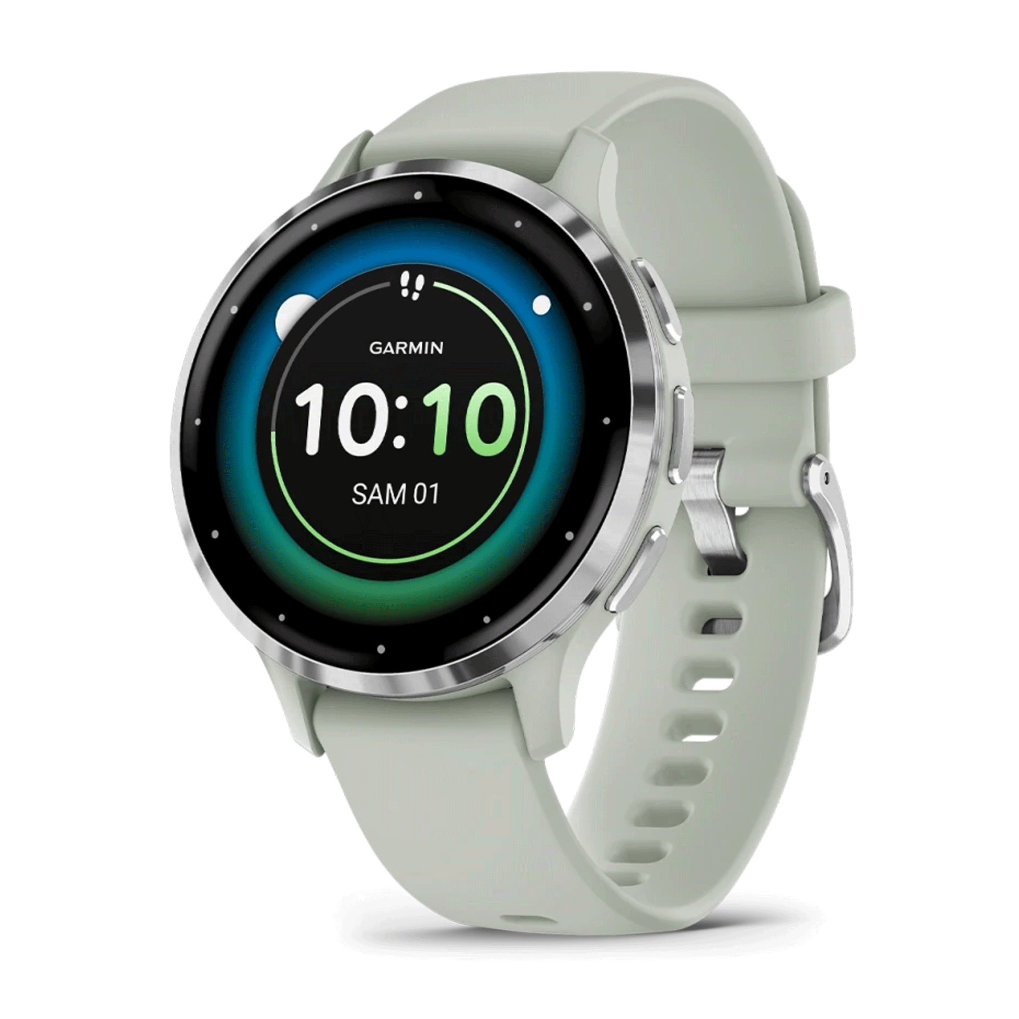 Garmin Venu 3S Silver sage green silicone strap 41 mm