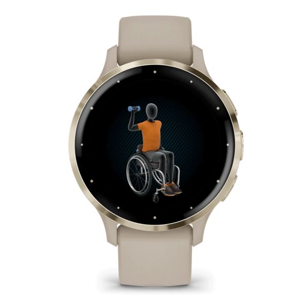 Montre connectée Garmin Venu 3S Soft Gold bracelet silicone lin 41 mm 010-02785-02
