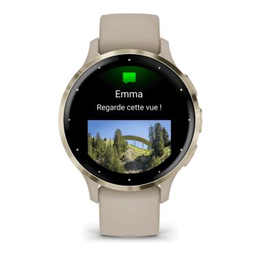 Montre connectée Garmin Venu 3S Soft Gold bracelet silicone lin 41 mm 010-02785-02
