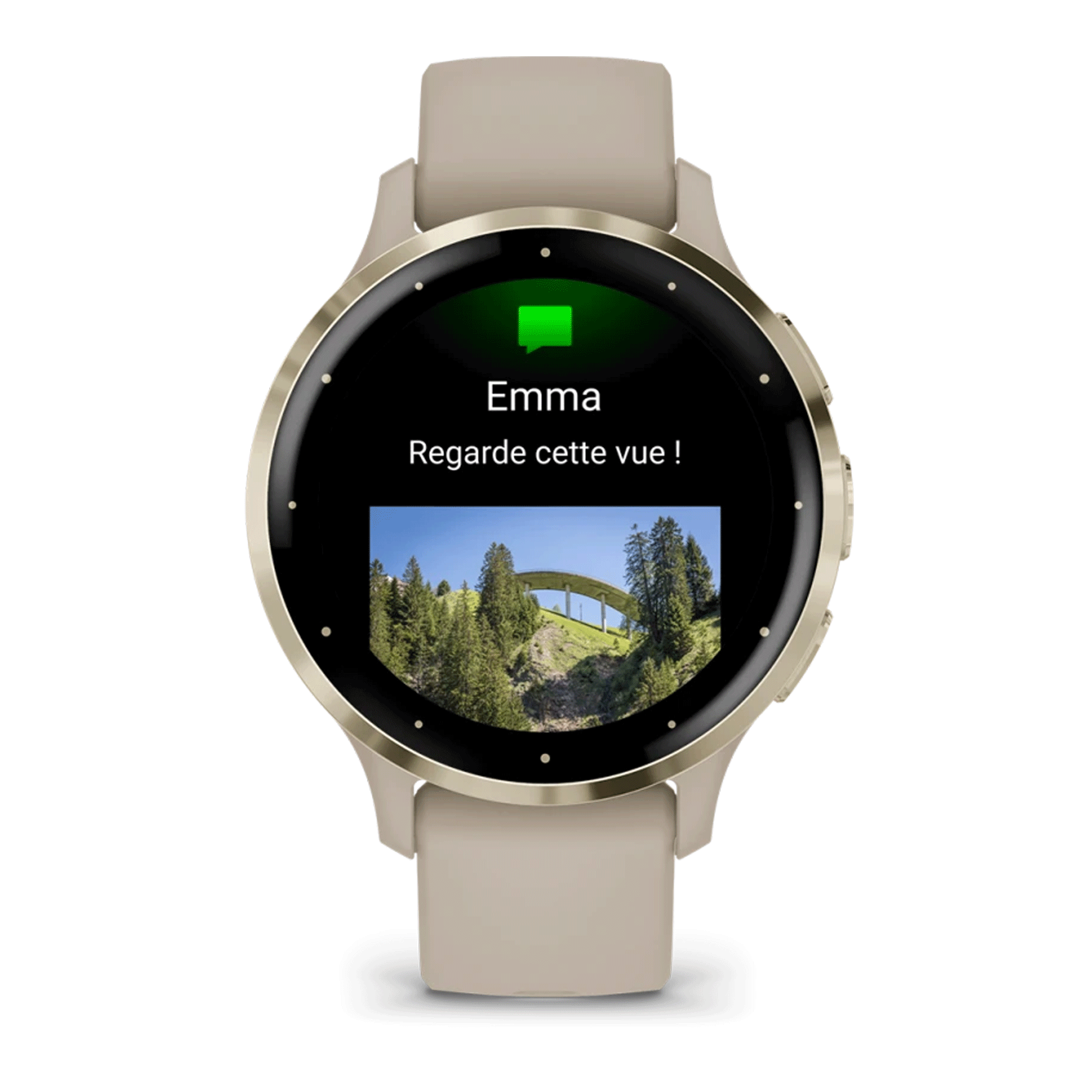 Montre connectée Garmin Venu 3S Soft Gold bracelet silicone lin 41 mm 010-02785-02