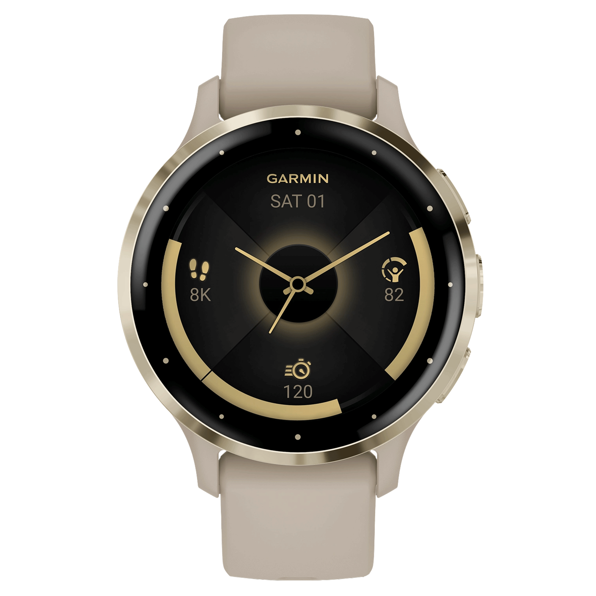 Montre connectée Garmin Venu 3S Soft Gold bracelet silicone lin 41 mm 010-02785-02