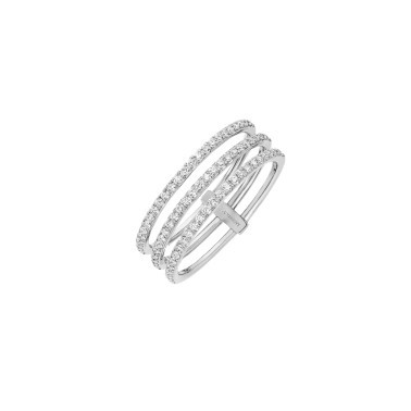 Bague Messika Gatsby 3 rangs en or blanc et diamants - Soldat