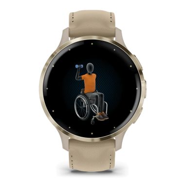 Montre connectée Garmin Venu 3S Soft Gold bracelet cuir lin 41 mm 010-02785-55